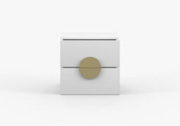 Arte White Matte Bedside Table Pearl 45Cm - Sleek Storage With Elegant Handles - thumbnail 1