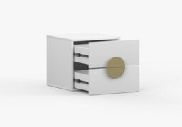 Arte White Matte Bedside Table Pearl 45Cm - Sleek Storage With Elegant Handles - thumbnail 3