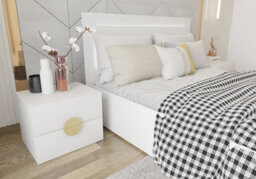 Arte White Matte Bedside Table Pearl 45Cm - Sleek Storage With Elegant Handles - thumbnail 4
