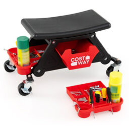 Costway Rolling Mechanic Stool Garage Stool On Wheels 135 Kg Capacity Automotive Seat - thumbnail 1