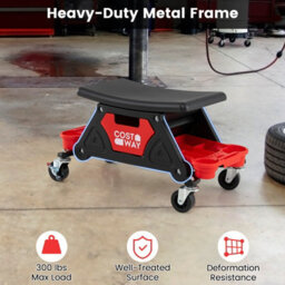 Costway Rolling Mechanic Stool Garage Stool On Wheels 135 Kg Capacity Automotive Seat - thumbnail 5