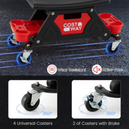 Costway Rolling Mechanic Stool Garage Stool On Wheels 135 Kg Capacity Automotive Seat - thumbnail 6