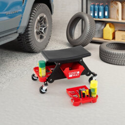 Costway Rolling Mechanic Stool Garage Stool On Wheels 135 Kg Capacity Automotive Seat - thumbnail 3