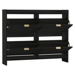 Merax Shoe Cabinet With 4 Flip Drawers And Open Shelves, Freestanding Shoe Rack, Entryway Storage, 110 X 24 X 90 Cm, Black - thumbnail 8