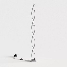 Xample Artika Chrome Swirl Led Floor Lamp 1750 Lumens Modern Standing Light With Integrated Leds, Foot Dimmer Switch, 25W, 3000K - thumbnail 5