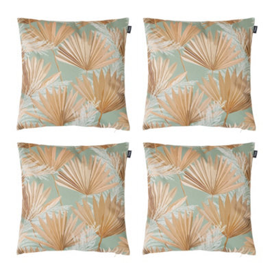 icon Indoor And Outdoor Pampas Grass Print With Stone Back Set Of 4 Waterproof Filled Cushion - image 1