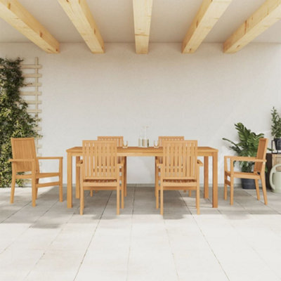 Berkfield 7 Piece Garden Dining Set Solid Wood Teak - image 1