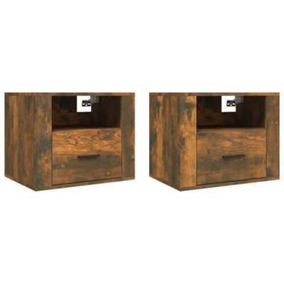 Berkfield Elegant Wall-Mounted Bedside Cabinets 2 Pcs Smoked Oak 50X36X40 Cm - image 1