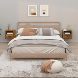 Berkfield Elegant Wall-Mounted Bedside Cabinets 2 Pcs Smoked Oak 50X36X40 Cm - thumbnail 2