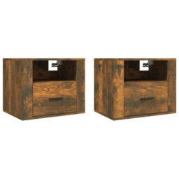 Berkfield Elegant Wall-Mounted Bedside Cabinets 2 Pcs Smoked Oak 50X36X40 Cm - thumbnail 1