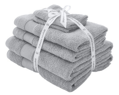 Catherine Lansfield Bathroom Anti Bacterial 500 Gsm Soft & Absorbent Cotton 6 Piece Towel Set Silver Grey - image 1