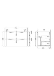 Hudson Reed Components Wall Hung 2 Drawer Unit, 800mm-Soft Black - thumbnail 2