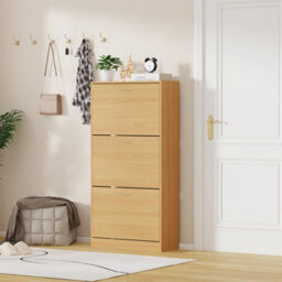 Avc Designs 3 Drawer Shoe Storage Cupboard Cabinet Organiser Footwear Rack Unit Pine - thumbnail 2