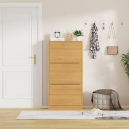 Avc Designs 3 Drawer Shoe Storage Cupboard Cabinet Organiser Footwear Rack Unit Pine - thumbnail 3