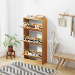 Avc Designs 3 Drawer Shoe Storage Cupboard Cabinet Organiser Footwear Rack Unit Pine - thumbnail 5