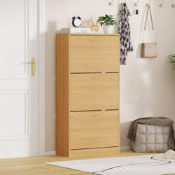 Avc Designs 3 Drawer Shoe Storage Cupboard Cabinet Organiser Footwear Rack Unit Pine