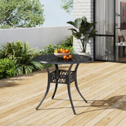 Breeins 90Cm Dia Cast Aluminum Outdoor Garden Patio Table With Central Umbrella Hole For Outdoor Dining And Garden - thumbnail 2