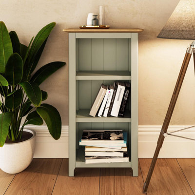 Fwstyle 3 Tier Bookcase Storage Rack Shelving Unit Ready Assembled Sage Green & Oak (H) 82 (W) 45 (D) 23Cm - image 1
