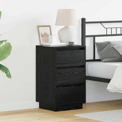 Berkfield Bedside Cabinet With Led Black Oak 39X34.5X65 Cm Engineered Wood - image 1