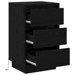 Berkfield Bedside Cabinet With Led Black Oak 39X34.5X65 Cm Engineered Wood - thumbnail 5