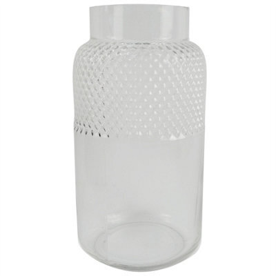 Leaf 29Cm Clear Glass Diamond Vase Large - image 1