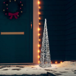 Berkfield Acrylic Decorative Led Light Cone Cold White 90 Cm - thumbnail 4