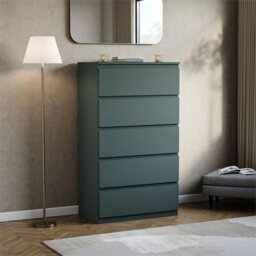 Green 5 Drawer Chest Of Drawers Storage Cabinet Bedroom Furniture - thumbnail 4