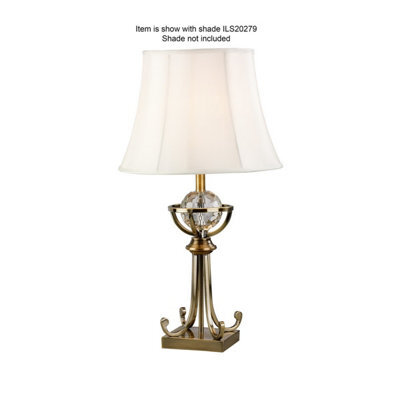 Luminosa Lighting Luminosa Elmo Large Crystal Table Lamp Without Shade E27 Antique Brass - image 1