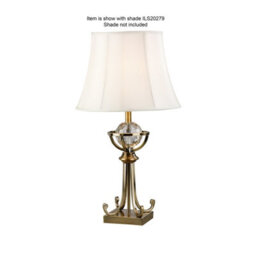 Luminosa Lighting Luminosa Elmo Large Crystal Table Lamp Without Shade E27 Antique Brass