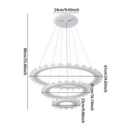Living And Home Creative 3-Ring Chandelier Led Modern Chandelier Suitable For Living Room And Dining Room - thumbnail 9