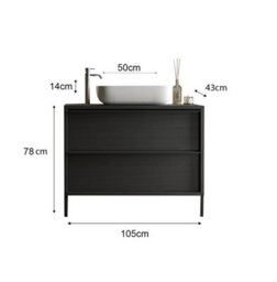 FurniComp LTD Furnicomp Verona Black Oak 2 Drawer 1050mm Free Standing Vanity Unit With Basin - thumbnail 3