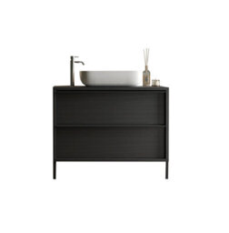 FurniComp LTD Furnicomp Verona Black Oak 2 Drawer 1050mm Free Standing Vanity Unit With Basin - thumbnail 2