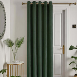 Laurence Llewelyn-Bowen Montrose Bottle Green Velvet Blackout Eyelet Single Panel Door Curtain