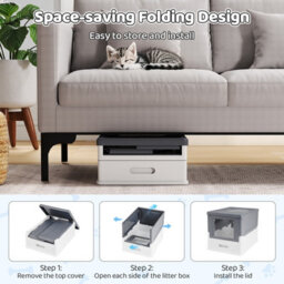 Costway Foldable Cat Litter Box With Lid Fully Enclosed Cat Toilet W/ Front Entry - thumbnail 9