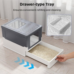 Costway Foldable Cat Litter Box With Lid Fully Enclosed Cat Toilet W/ Front Entry - thumbnail 4