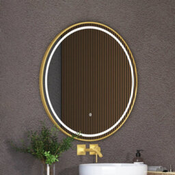 Royal Bathrooms Capri 800 X 800mm Round Front Lit Led Framed Bathroom Led Mirror With Demister Pad - Brushed Brass - thumbnail 4