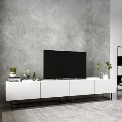 Heze Furniture Enjoy Minimalist Wall-Mounted Tv Unit 4 Door Wide Design - White - image 1