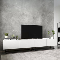 Heze Furniture Enjoy Minimalist Wall-Mounted Tv Unit 4 Door Wide Design - White