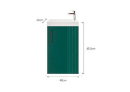 Top Ceramics 400mm Wall Hung Green Bathroom Vanity Unit With Basin And Storage - thumbnail 3