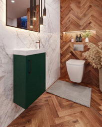 Top Ceramics 400mm Wall Hung Green Bathroom Vanity Unit With Basin And Storage - thumbnail 2