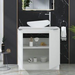 Royal Bathrooms Evora 800mm Matt White Fluted Floor Standing Countertop Vanity Unit 2 Door With Nova Basin - thumbnail 3
