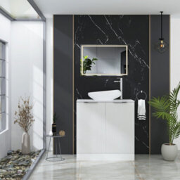 Royal Bathrooms Evora 800mm Matt White Fluted Floor Standing Countertop Vanity Unit 2 Door With Nova Basin - thumbnail 2