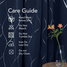 Deconovo Eyelet Blackout Curtains, Thermal Insulated Silver Wave Line Foil Printed Curtains, W46 X L72 Inch, Navy Blue, 1 Pair - thumbnail 7