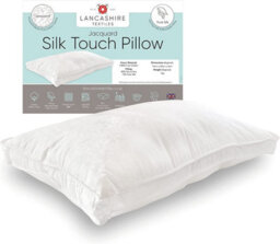 Lancashire Textiles 300 Thread Count Jacquard Cotton And Silk Blend Filling Box Pillow For Medium Support - Single Pillow