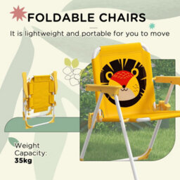 Outsunny Kids Bistro Table And Chair Set W/ Lion Theme, Adjustable Parasol - thumbnail 4