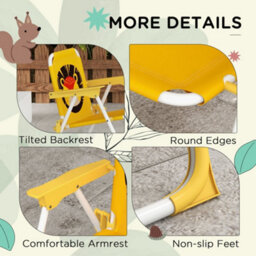 Outsunny Kids Bistro Table And Chair Set W/ Lion Theme, Adjustable Parasol - thumbnail 8