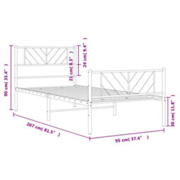 Berkfield Metal Bed Frame With Headboard And Footboard Black 90X200 Cm - thumbnail 9