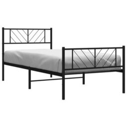 Berkfield Metal Bed Frame With Headboard And Footboard Black 90X200 Cm - thumbnail 3