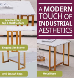 Hallowood Furniture Kempley Rectangular Coffee Table With Golden Metal Legs - thumbnail 4