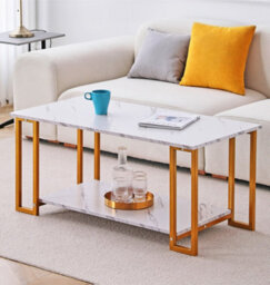 Hallowood Furniture Kempley Rectangular Coffee Table With Golden Metal Legs - thumbnail 1